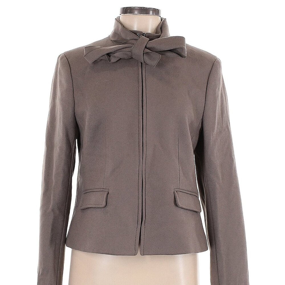 Banana Republic Wool Blend Bow Neck Jacket Taupe Size 8